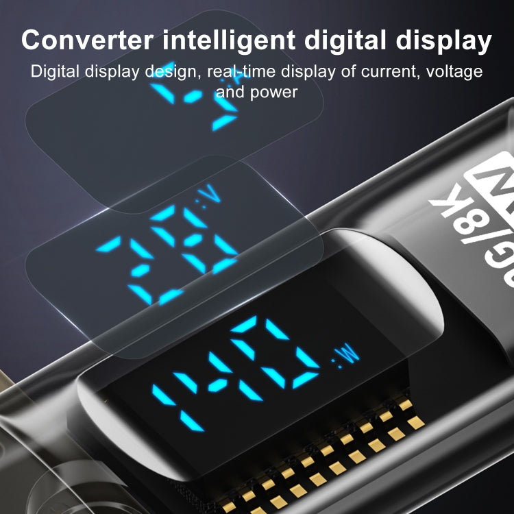 Adattatore stereo con display digitale da tipo C/USB-C a tipo C/USB-C PD 140W, Stereo Bend