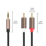 Connettore amplificatore per cavo audio da 3,5 mm maschio a 2 RCA maschio, 1m, 2m, 3m