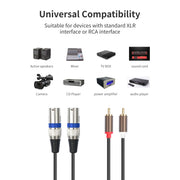Cavo audio da 2 RCA maschio a 2 XLR 3 pin maschio, 1.5m, 3m