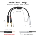 Cavo audio stereo TRS da 6,35 mm 1/4 femmina a doppio maschio tipo Y, 6.35mm F to 2 x M