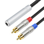 Cavo audio stereo TRS femmina da 6,35 mm 1/4 a doppio RCA maschio tipo Y, 6.35mm F to 2 RCA