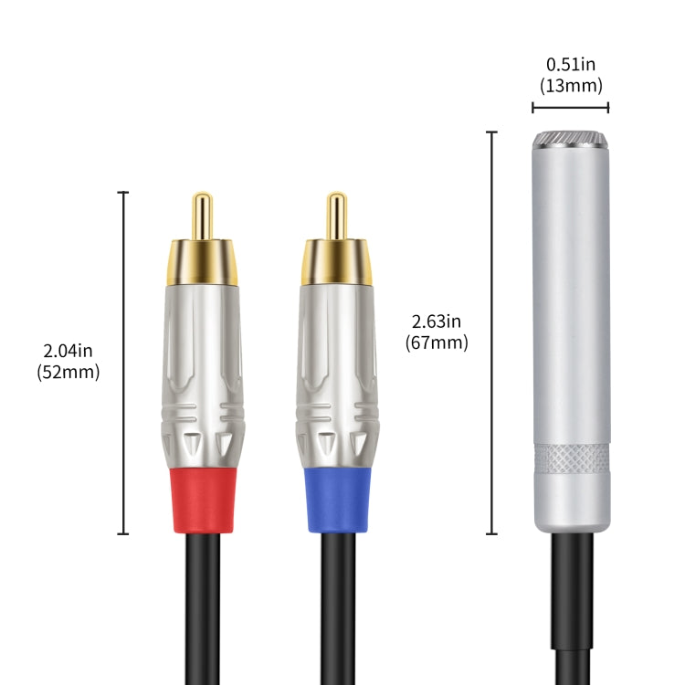 Cavo audio stereo TRS femmina da 6,35 mm 1/4 a doppio RCA maschio tipo Y, 6.35mm F to 2 RCA