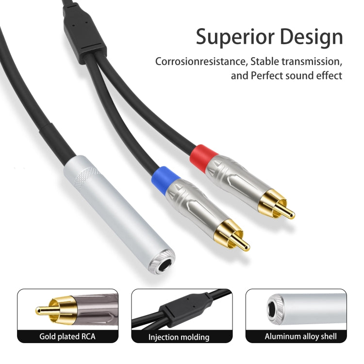 Cavo audio stereo TRS femmina da 6,35 mm 1/4 a doppio RCA maschio tipo Y, 6.35mm F to 2 RCA