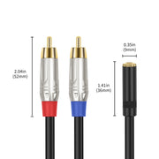 Cavo audio stereo 3,5 mm femmina a 2 RCA maschio 20 cm