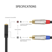 Cavo audio stereo 3,5 mm femmina a 2 RCA maschio 20 cm