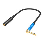Cavo audio per chitarra elettrica da 6,35 mm 1/4 TRS maschio mono gomito a femmina, 0.3m, 1m, 1.8m