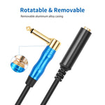 Cavo audio per chitarra elettrica da 6,35 mm 1/4 TRS maschio mono gomito a femmina, 0.3m, 1m, 1.8m