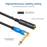 Cavo audio per chitarra elettrica da 6,35 mm 1/4 TRS maschio mono gomito a femmina, 0.3m, 1m, 1.8m