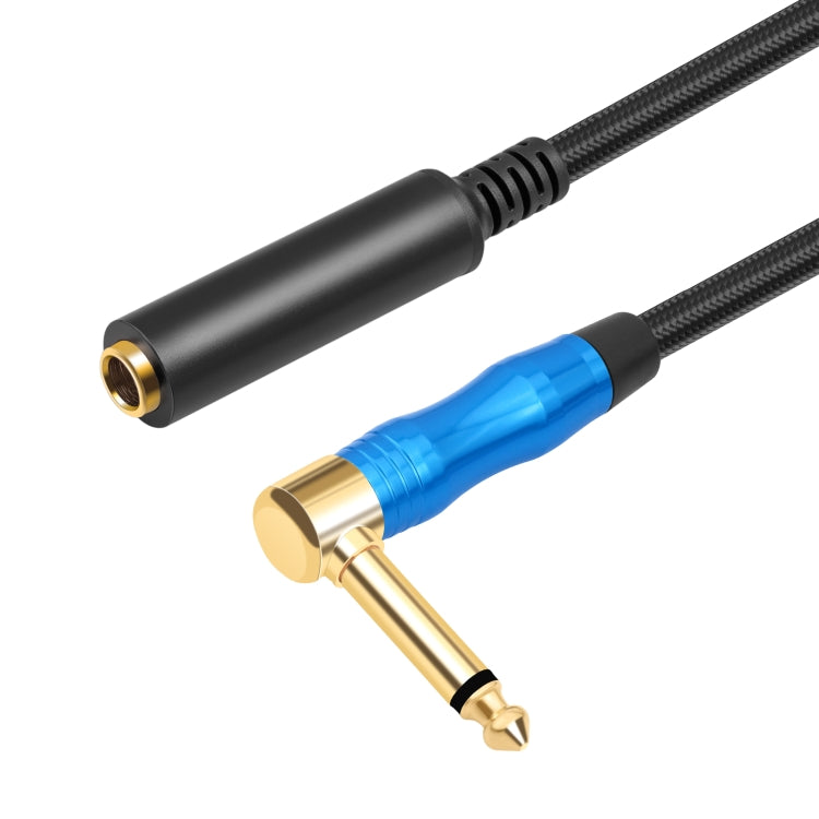 Cavo audio per chitarra elettrica da 6,35 mm 1/4 TRS maschio mono gomito a femmina, 0.3m, 1m, 1.8m