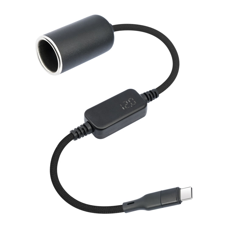 Cavo di alimentazione per presa accendisigari da auto tipo C da 5 V a 12 V con display di tensione, 0.3m, 1m