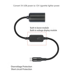 Cavo di alimentazione per presa accendisigari da auto tipo C da 5 V a 12 V con display di tensione, 0.3m, 1m