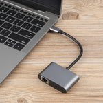 Adattatore USB-C 4 in 1 con Ethernet RJ45, 2 USB e PD
