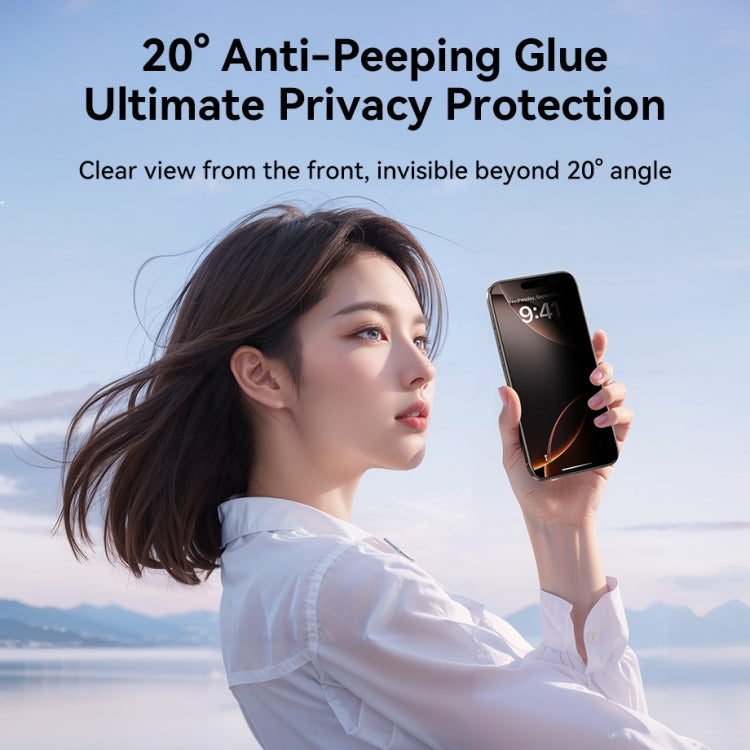 Pellicola in vetro temperato per la privacy a schermo intero JOYROOM Zero Sense Series 2.5D, For iPhone 16 Pro Max, For iPhone 16 Pro, For iPhone 16 Plus / 15 Plus, For iPhone 16 / 15