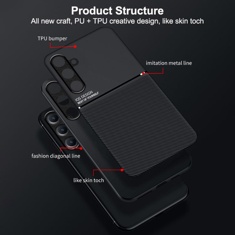 Custodia per telefono in TPU ibrida in PC magnetico con grana a strisce inclinate classica, For Samsung Galaxy A16 4G, For Samsung Galaxy A06 4G