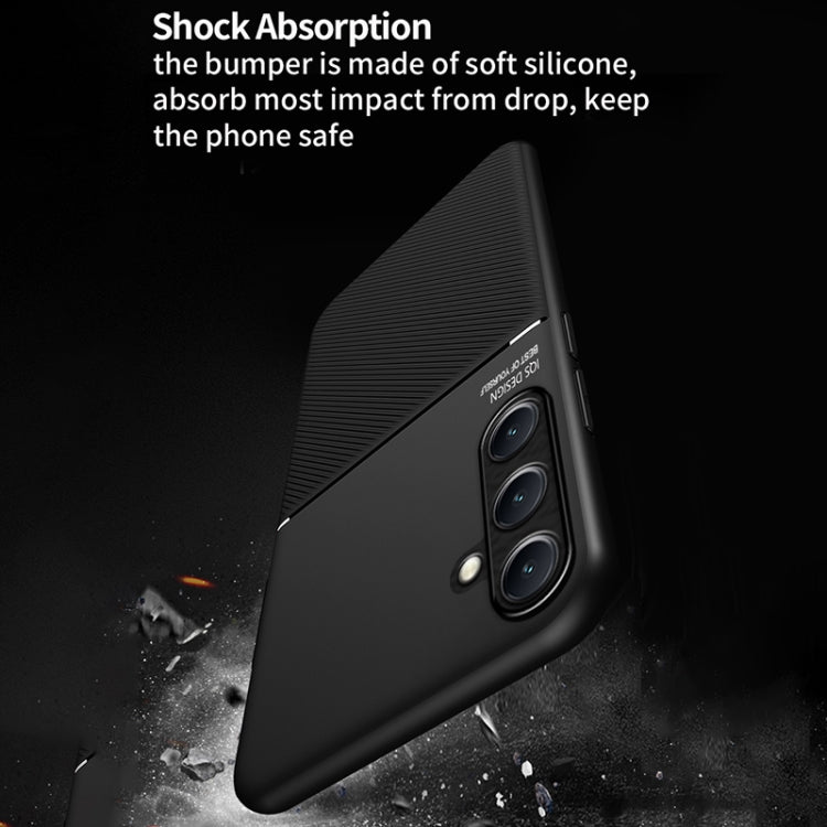 Custodia per telefono in TPU ibrida in PC magnetico con grana a strisce inclinate classica, For Samsung Galaxy A16 4G, For Samsung Galaxy A06 4G