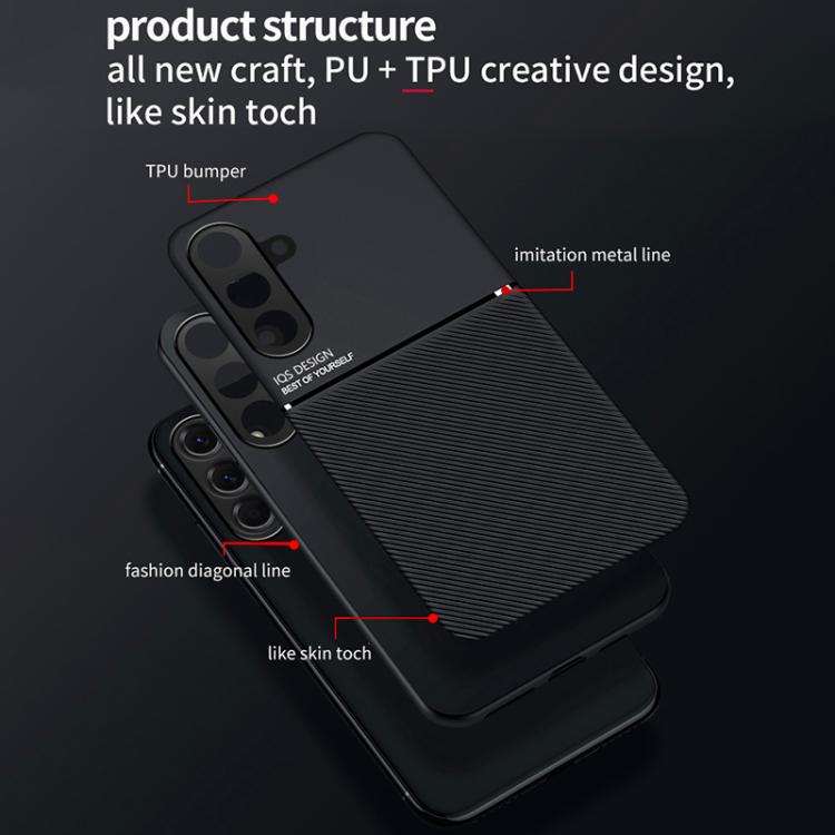 Custodia per telefono in TPU ibrida in PC magnetico con grana a strisce inclinate classica, For Samsung Galaxy A57 5G, For Samsung Galaxy A37 5G, For Samsung Galaxy A17 5G, For Samsung Galaxy A56 5G, For Samsung Galaxy A26 5G, For Samsung Galaxy A36