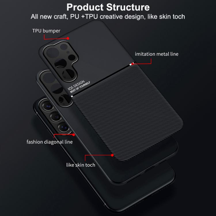 Custodia per telefono in TPU ibrida in PC magnetico con grana a strisce inclinate classica, For Samsung Galaxy S26+ 5G, For Samsung Galaxy S26 Ultra 5G, For Samsung Galaxy S26 5G, For Samsung Galaxy S25 Edge 5G, For Samsung Galaxy S25 5G               ...