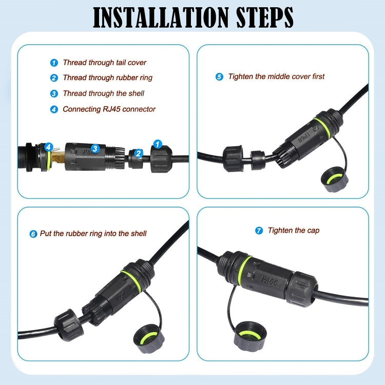 Connettore Ethernet CAT6 IP68 maschio-femmina RJ45 8P8C, CAT6 Ethernet Connector