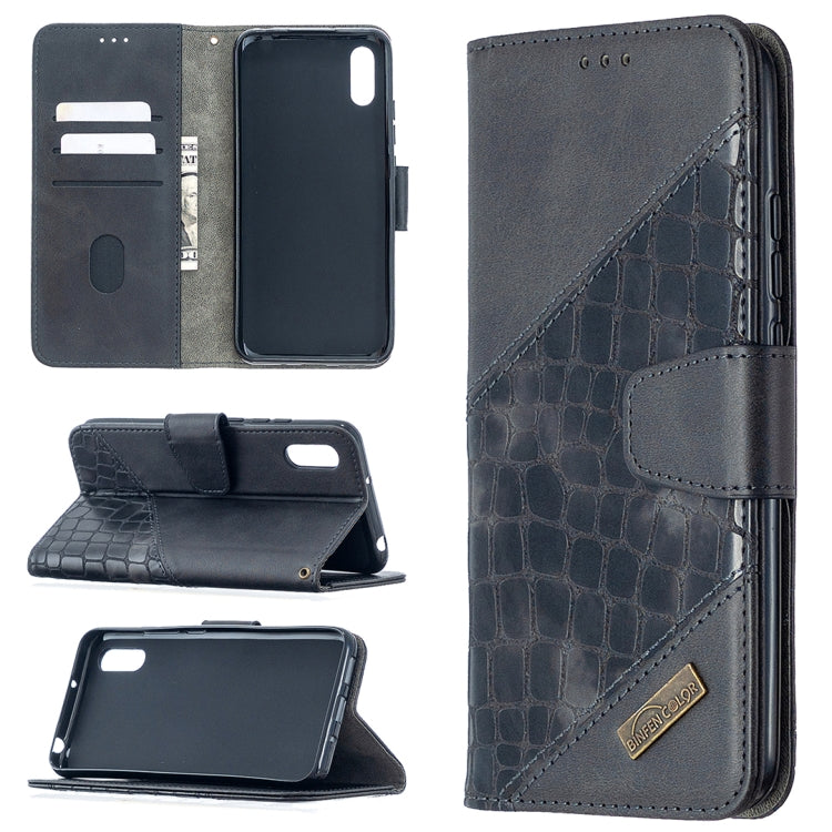 Custodia in pelle sintetica a vibrazione orizzontale con trama in coccodrillo abbinata con portafoglio, supporto e slot per carte, For Xiaomi Redmi 9A, For Xiaomi Redmi 9C, For Huawei Y5(2019)