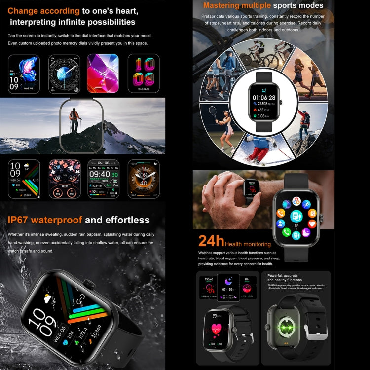Orologio intelligente fitness ZW65 da 2,01 pollici, ossigeno nel sangue / pressione sanguigna / frequenza cardiaca