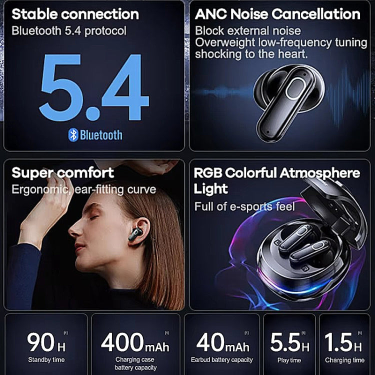 Auricolari wireless Bluetooth REMAX GameBuds G9 ANC