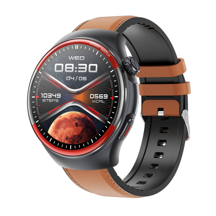 T82 1.43 pollici schermo rotondo BT Call Smart Watch, frequenza cardiaca / pressione sanguigna / ossigeno nel sangue / sonno / zucchero nel sangue / HRV / Metope / SOS, Silicone Black, Silicone Red, Silicone Blue, Leather Brown, Leather Black          ...