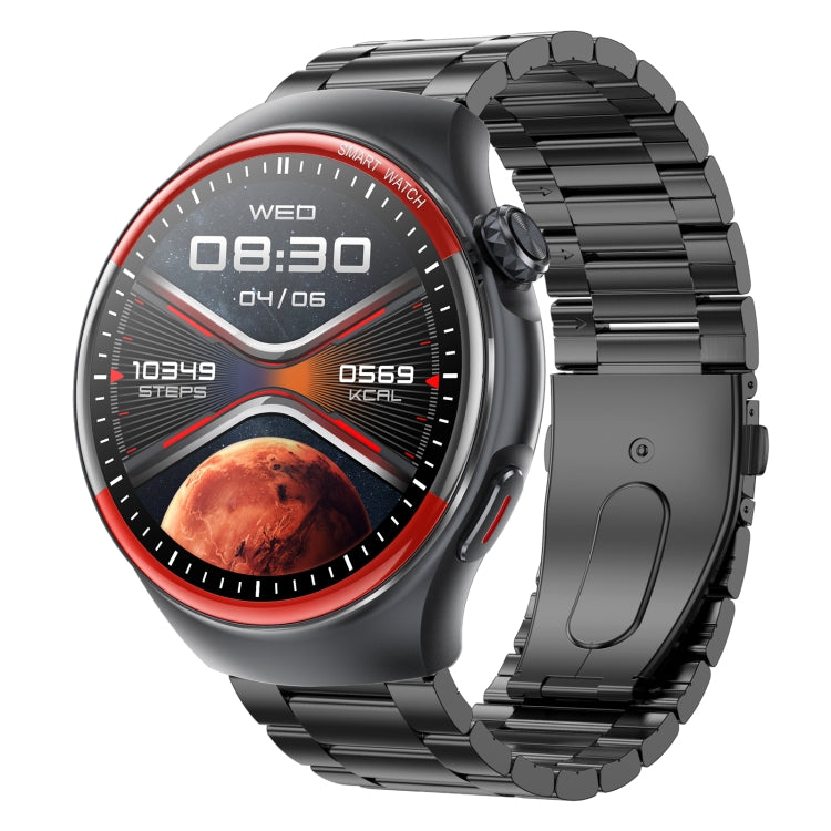 T82 1.43 pollici schermo rotondo BT Call Smart Watch, frequenza cardiaca / pressione sanguigna / ossigeno nel sangue / sonno / zucchero nel sangue / HRV / Metope / SOS, Silicone Black, Silicone Red, Silicone Blue, Leather Brown, Leather Black          ...