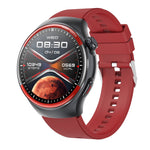 T82 1.43 pollici schermo rotondo BT Call Smart Watch, frequenza cardiaca / pressione sanguigna / ossigeno nel sangue / sonno / zucchero nel sangue / HRV / Metope / SOS, Silicone Black, Silicone Red, Silicone Blue, Leather Brown, Leather Black          ...