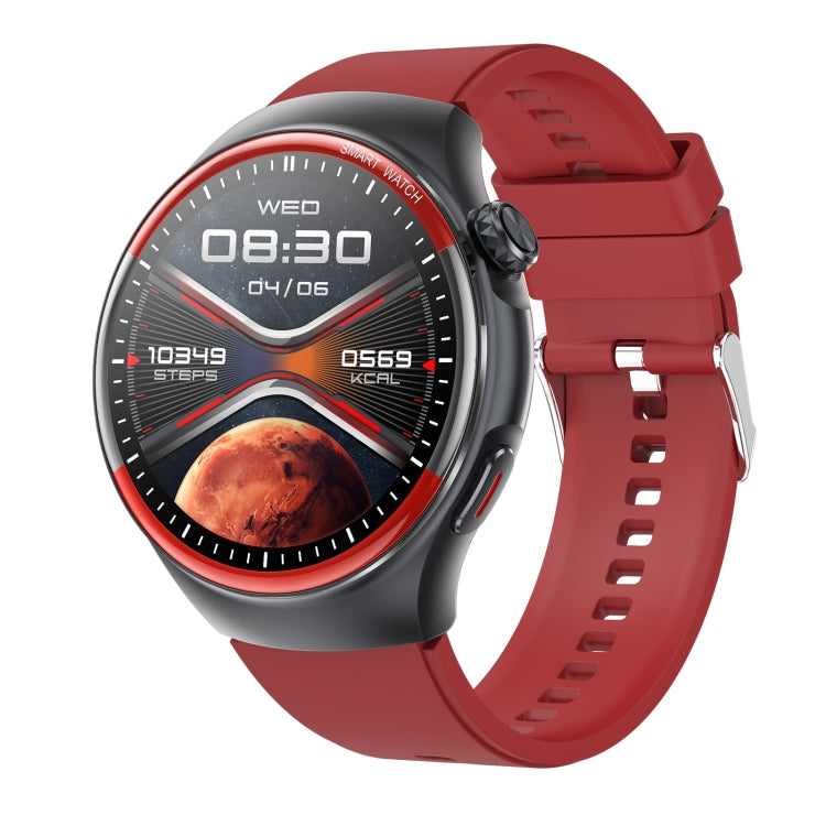 T82 1.43 pollici schermo rotondo BT Call Smart Watch, frequenza cardiaca / pressione sanguigna / ossigeno nel sangue / sonno / zucchero nel sangue / HRV / Metope / SOS, Silicone Black, Silicone Red, Silicone Blue, Leather Brown, Leather Black          ...