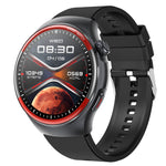 T82 1.43 pollici schermo rotondo BT Call Smart Watch, frequenza cardiaca / pressione sanguigna / ossigeno nel sangue / sonno / zucchero nel sangue / HRV / Metope / SOS, Silicone Black, Silicone Red, Silicone Blue, Leather Brown, Leather Black          ...