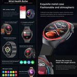 T82 1.43 pollici schermo rotondo BT Call Smart Watch, frequenza cardiaca / pressione sanguigna / ossigeno nel sangue / sonno / zucchero nel sangue / HRV / Metope / SOS, Silicone Black, Silicone Red, Silicone Blue, Leather Brown, Leather Black          ...