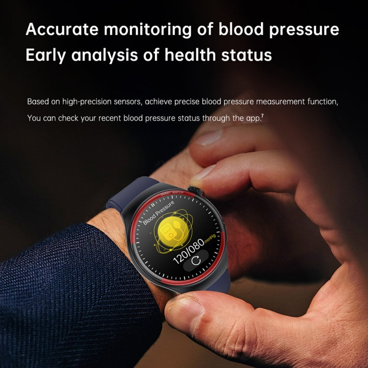 T82 1.43 pollici schermo rotondo BT Call Smart Watch, frequenza cardiaca / pressione sanguigna / ossigeno nel sangue / sonno / zucchero nel sangue / HRV / Metope / SOS, Silicone Black, Silicone Red, Silicone Blue, Leather Brown, Leather Black          ...