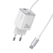 Caricabatterie rapido USAMS CC261 GaN Mini Type-C/USB-C a doppia porta da 20 W con cavo, CC261