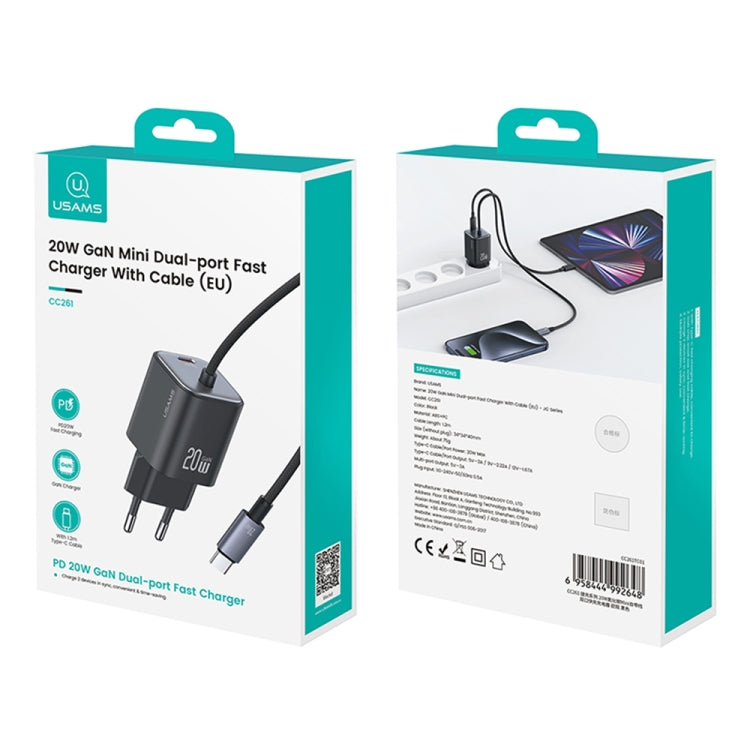 Caricabatterie rapido USAMS GaN Mini 20W Type-C doppia porta