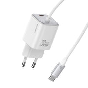 Caricabatterie rapido a doppia porta USAMS CC264 GaN Mini Type-C/USB-C da 30 W con cavo, CC264