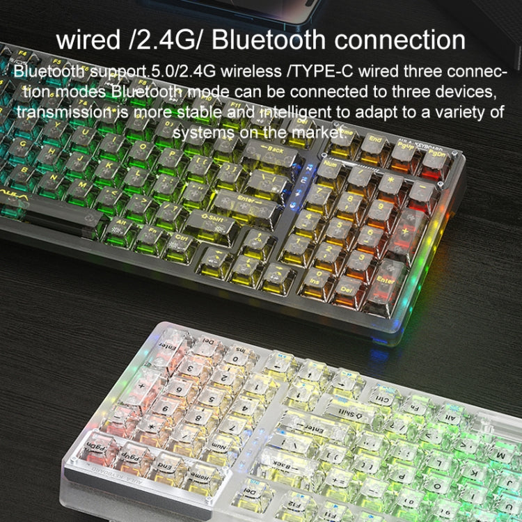 Tastiera meccanica RGB a tre modelli AULA F98 Pro 99 tasti cablata/2.4G/Bluetooth, Ice Crystal Shaft, Ice Soul Shaft