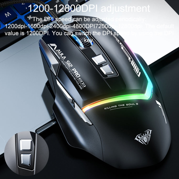 Mouse da gioco RGB cablato AULA S12 Pro 12800DPI
