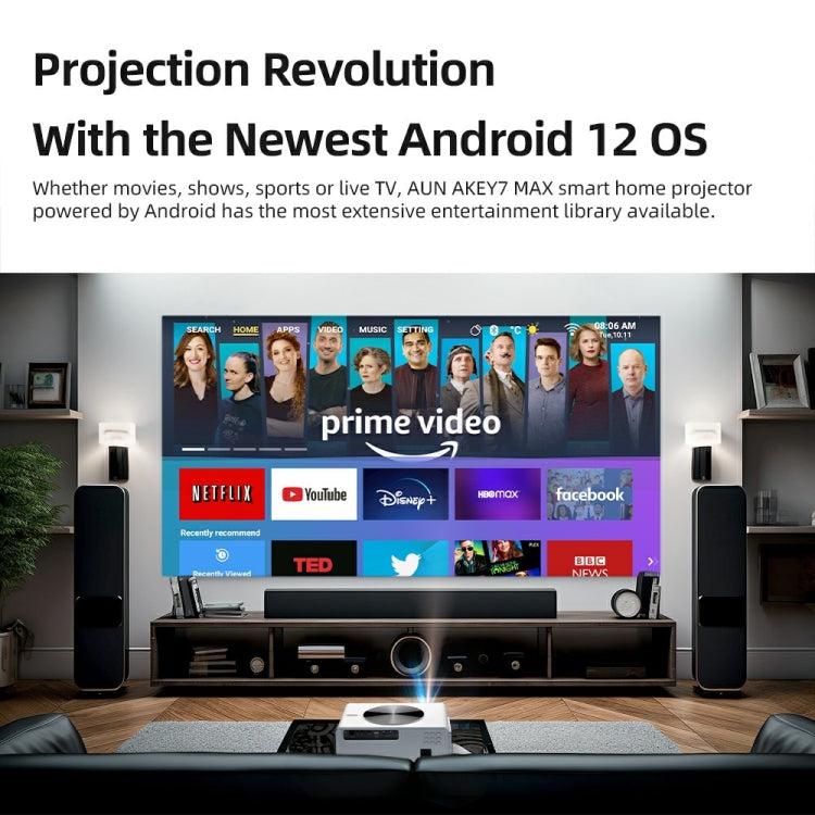 Proiettore LCD Android AUN AKEY7 MAX 1920x1080P HD, US Plug, UK Plug, EU Plug, AU Plug