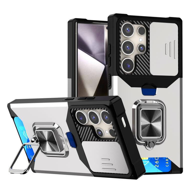Custodia per telefono in TPU ibrido per PC con slot per schede Camera Shield, For Samsung Galaxy S26+ 5G, For Samsung Galaxy S26 Ultra 5G, For Samsung Galaxy S26 5G