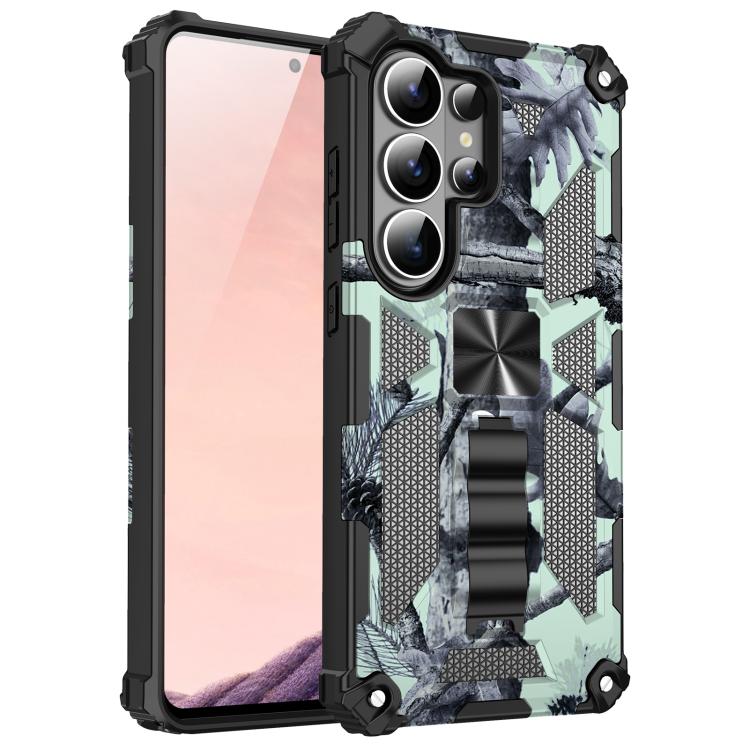 Custodia magnetica per telefono ibrida in TPU e PC con supporto mimetico per armatura, For Samsung Galaxy S26+ 5G, For Samsung Galaxy S26 Ultra 5G, For Samsung Galaxy S26 5G, For Samsung Galaxy S25 5G