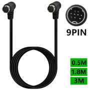Cavo adattatore audio TV mini DIN a 9 pin a doppia curvatura, 0.5m, 1.8m, 3m
