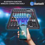 Mixer audio DJ 6 canali con Bluetooth e phantom 48V