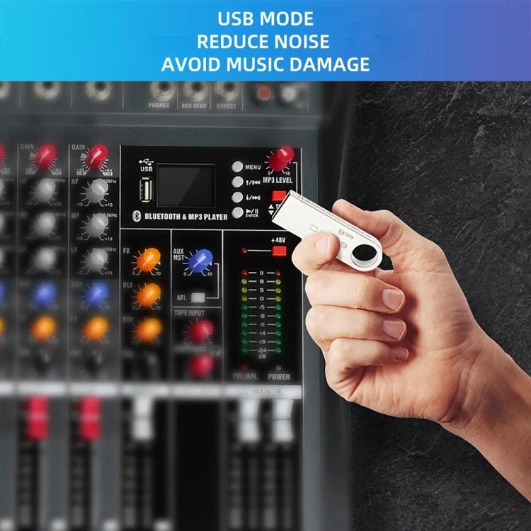 Mixer audio DJ 6 canali con Bluetooth e phantom 48V