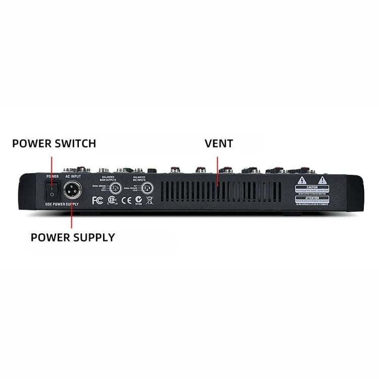 Mixer audio DJ 6 canali con Bluetooth e phantom 48V