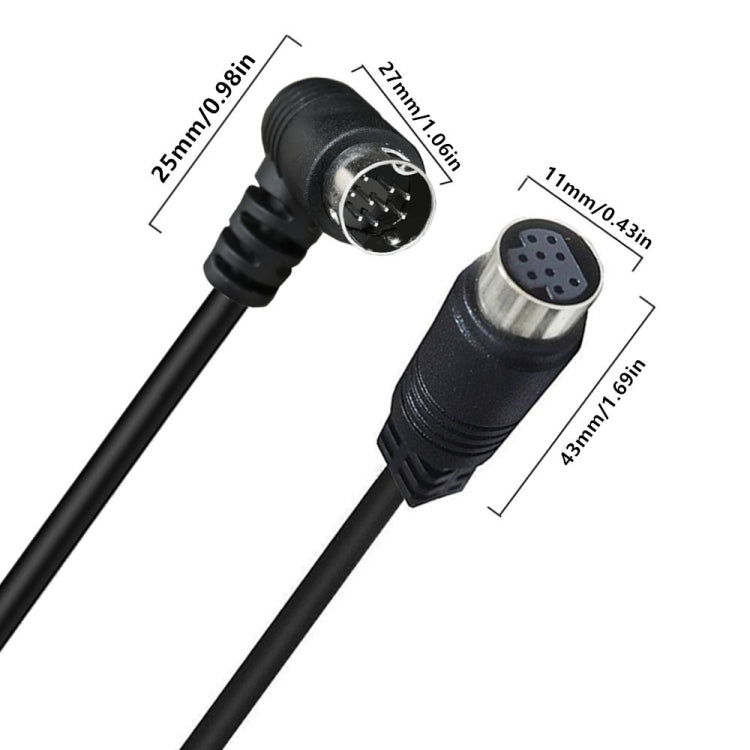 Cavo adattatore TV box curvo mini DIN 9 pin maschio-femmina, 0.5m, 1.8m, 3m