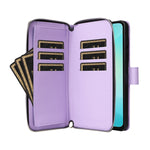 Portafoglio con cerniera e nove slot per carte, custodia in pelle per telefono, For Galaxy A08 / A06 / A07, For Galaxy A57 5G, For Galaxy A37 5G