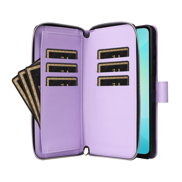 Portafoglio con cerniera e nove slot per carte, custodia in pelle per telefono, For Galaxy A08 / A06 / A07, For Galaxy A57 5G, For Galaxy A37 5G