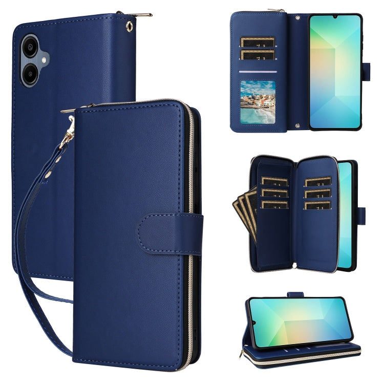 Portafoglio con cerniera e nove slot per carte, custodia in pelle per telefono, For Galaxy A08 / A06 / A07, For Galaxy A57 5G, For Galaxy A37 5G