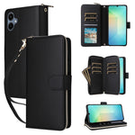 Portafoglio con cerniera e nove slot per carte, custodia in pelle per telefono, For Galaxy A08 / A06 / A07, For Galaxy A57 5G, For Galaxy A37 5G