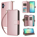 Portafoglio con cerniera e nove slot per carte, custodia in pelle per telefono, For Galaxy A08 / A06 / A07, For Galaxy A57 5G, For Galaxy A37 5G